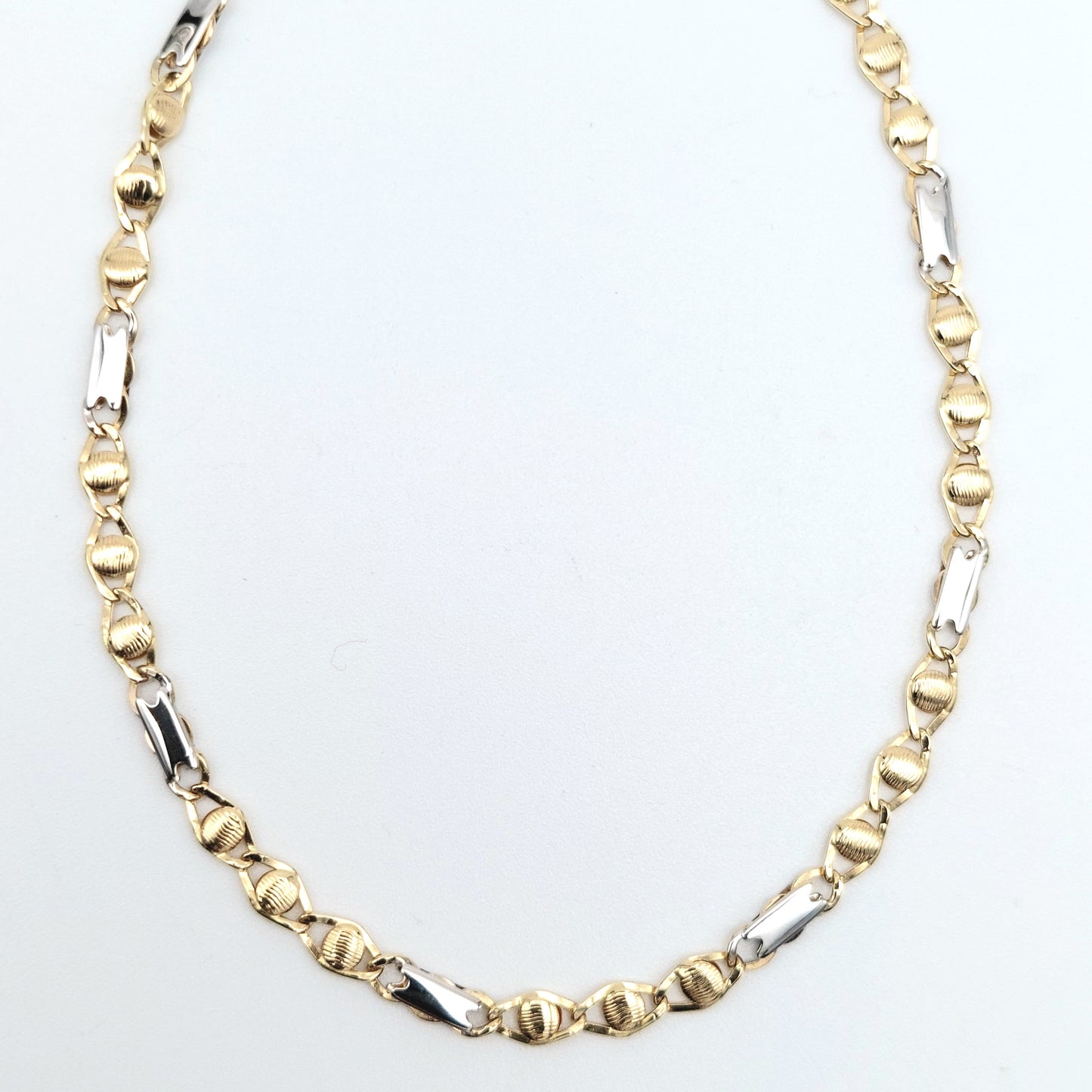 Collana a catena da uomo in oro giallo e bianco 18 KT. COL-U-ORO006.