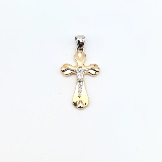 Croce scatolata in oro giallo e bianco 18 kt. CR-ORO008.