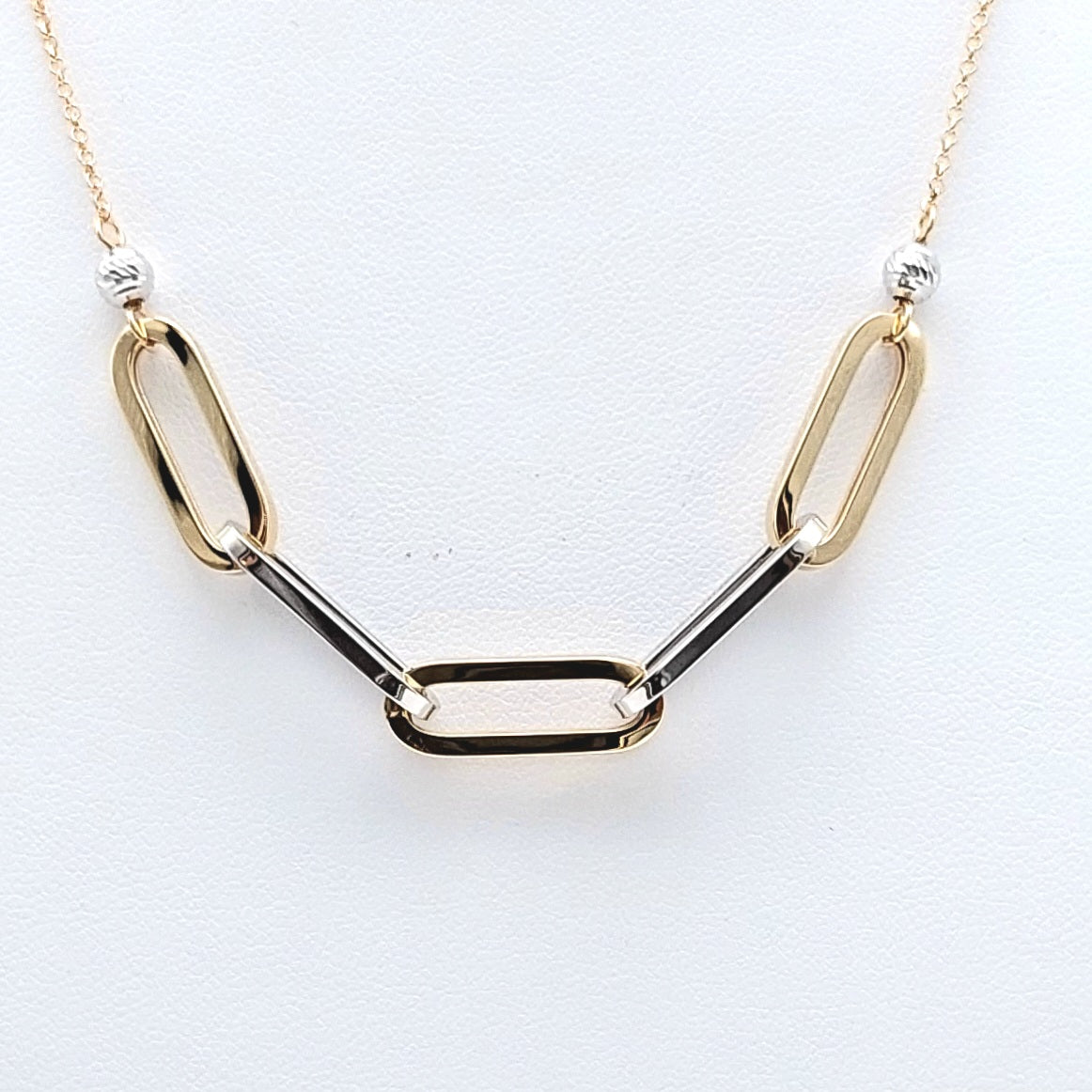 Girocollo da Donna a catena con elemento centrale in linea in Oro Giallo e Bianco 18 KT. COL-D-ORO027.