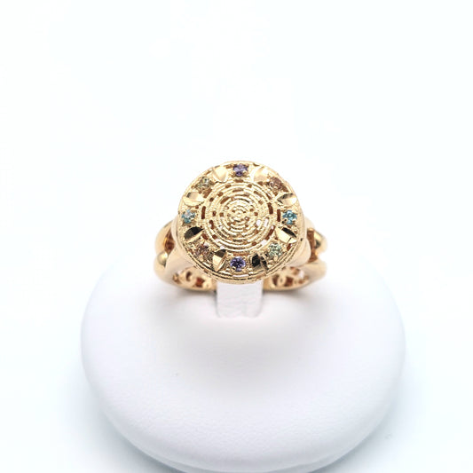 Anello elettroformato da Donna con zirconi multicolor in oro giallo 18 KT. AN-ORO015.