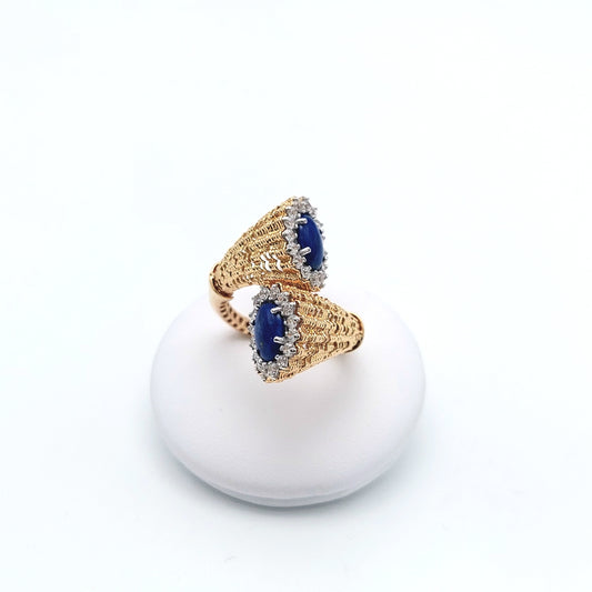 Anello in oro giallo 18 kt. AN-ORO017.Anello in elettromicrofusione con pasta di lapis e zirconi.