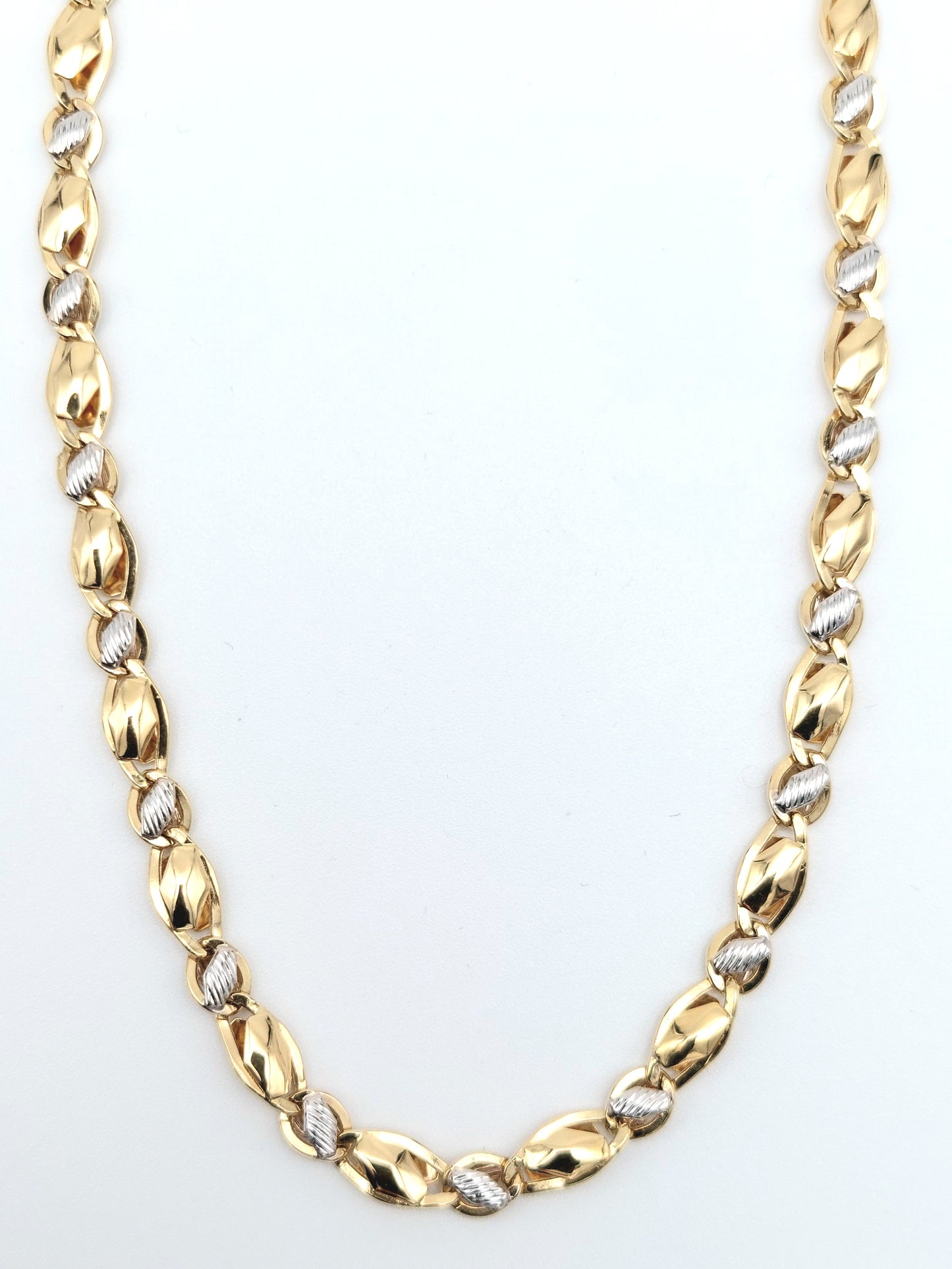 Collana da Uomo a catena piatta, Collezione Media, in Oro giallo e Oro bianco, a 60 cm.COL-U-ORO002.