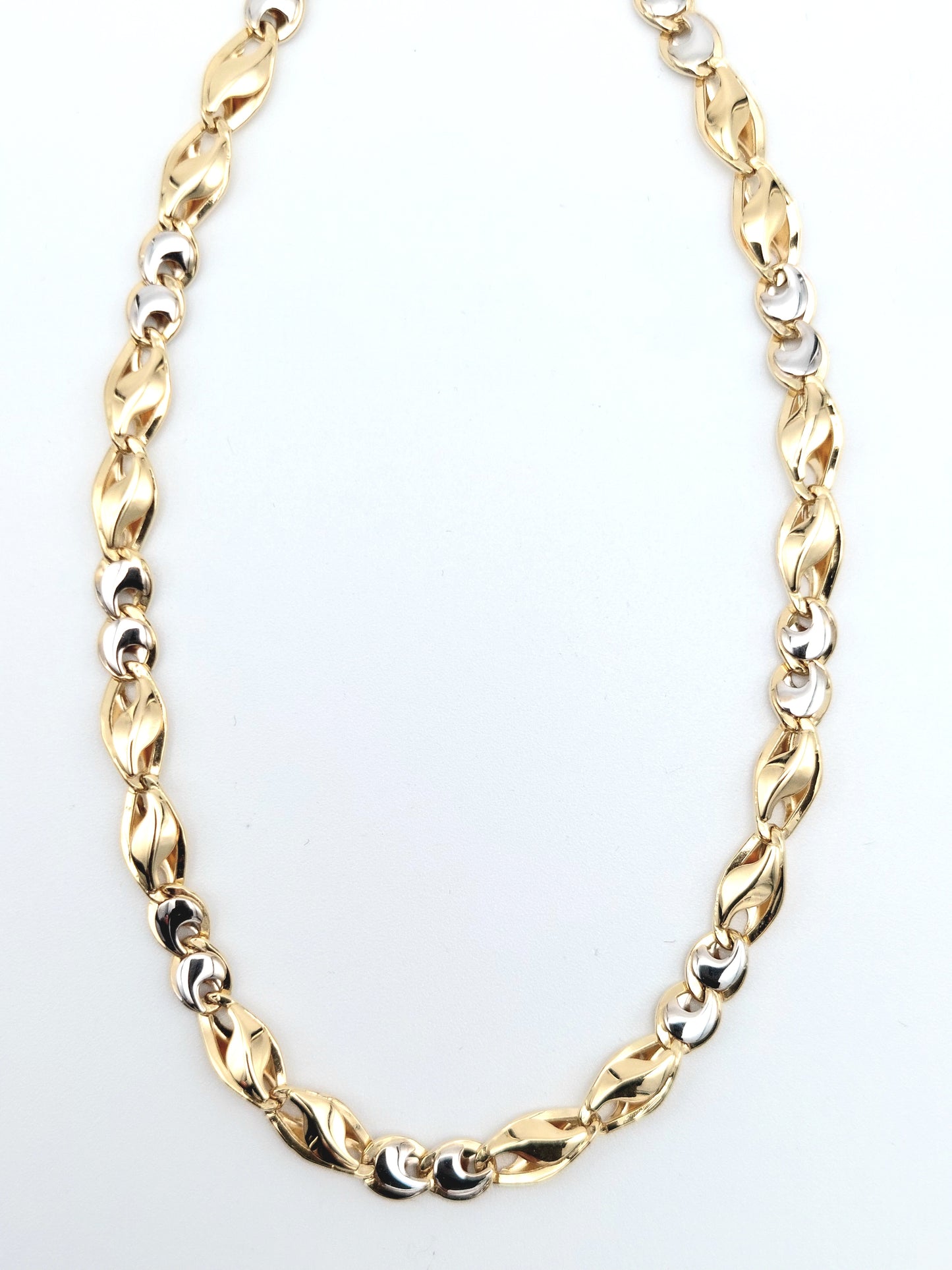 Collana da Uomo a catena piatta, Collezione Media, in Oro giallo e Oro bianco, a 60 cm.COL-U-ORO001.