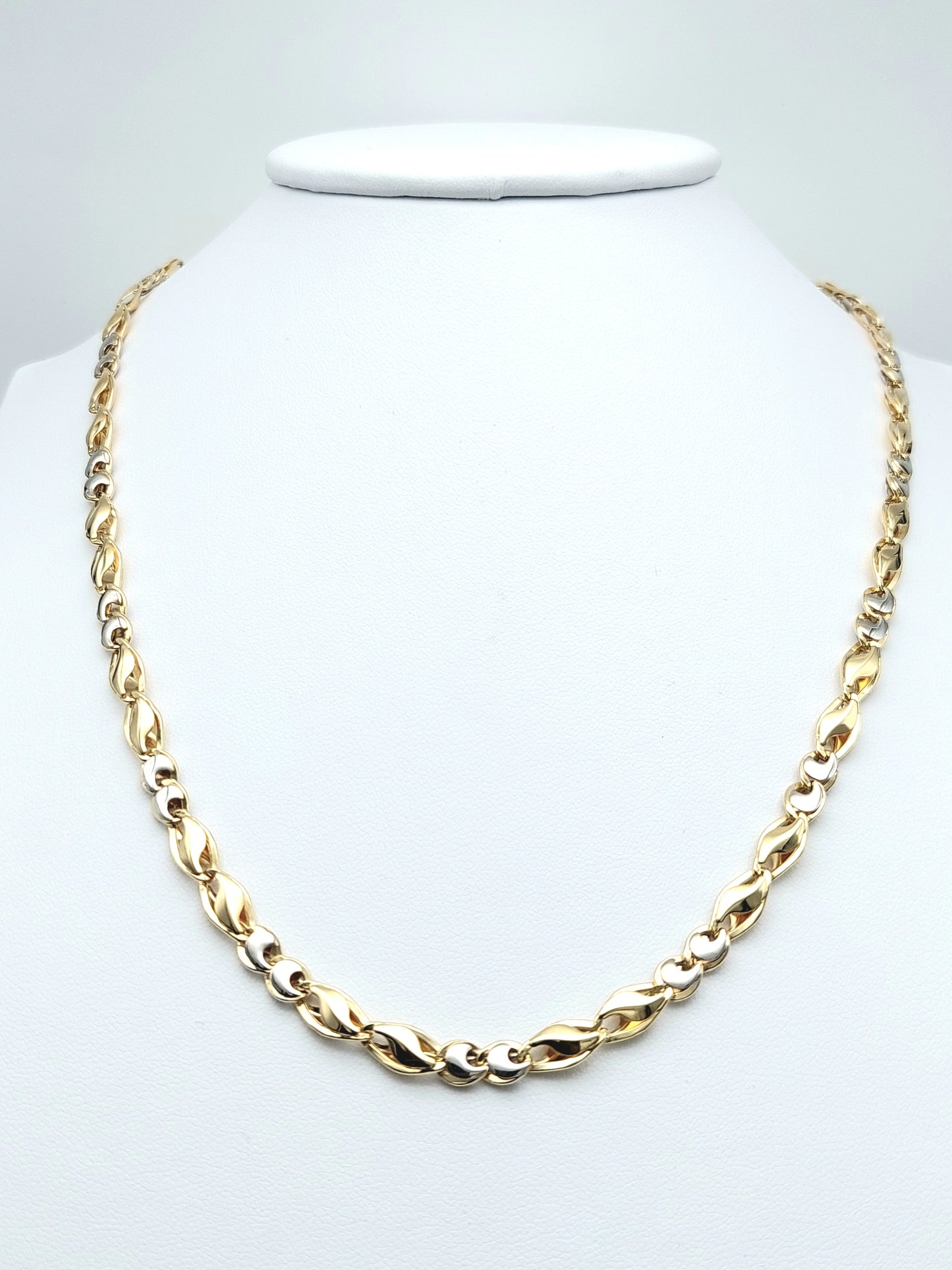 Collana da Uomo a catena piatta, Collezione Media, in Oro giallo e Oro bianco, a 60 cm.COL-U-ORO001.